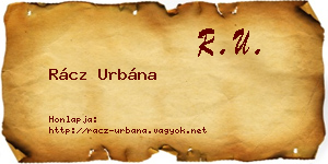 Rácz Urbána névjegykártya